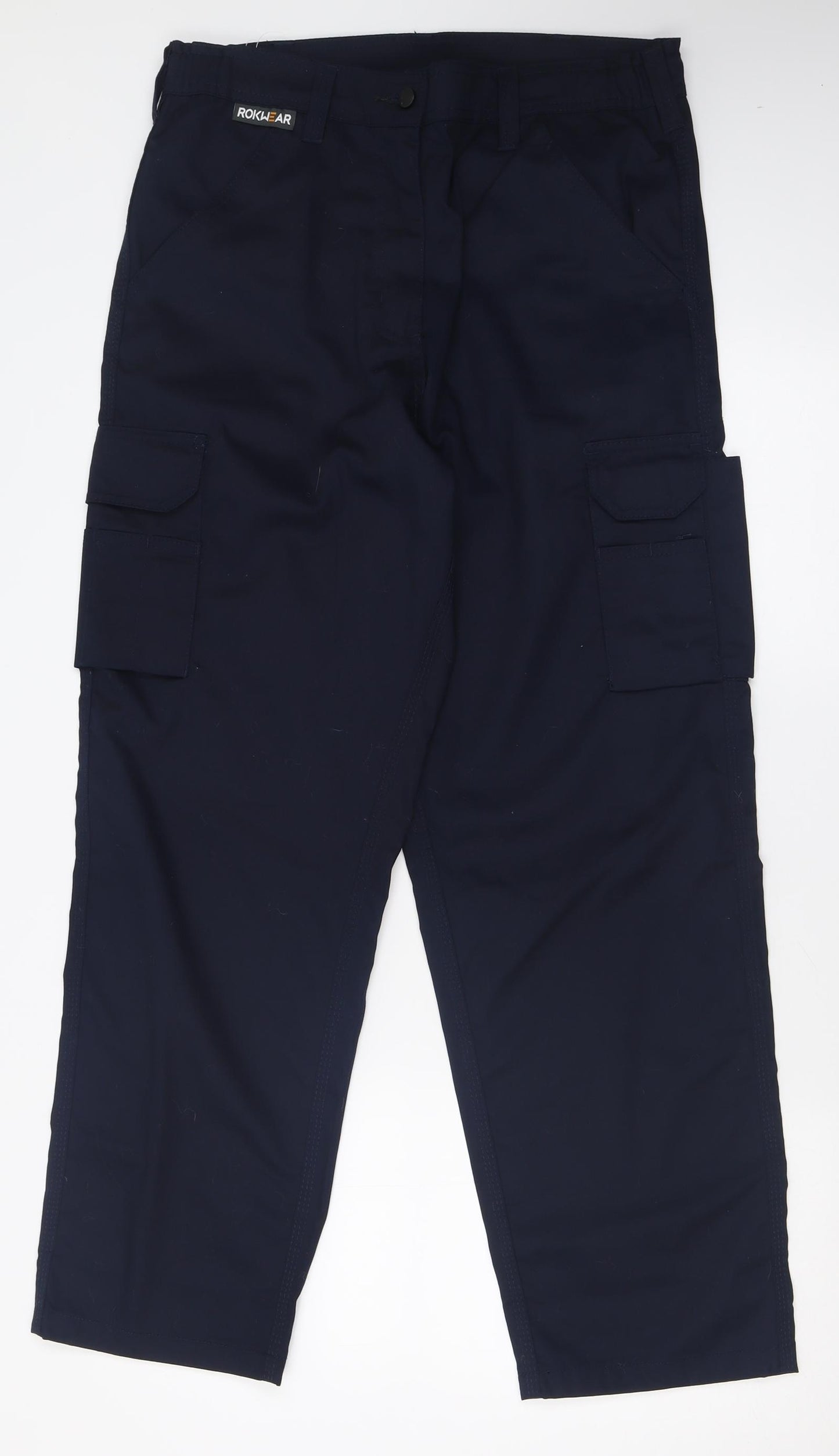 Rokwear Womens Blue  Polyester Cargo Trousers Size 14 L30 in Regular Button
