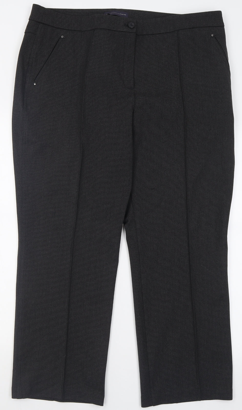 Marks and Spencer Womens Grey  Polyester Trousers  Size 18 L27 in Regular Button