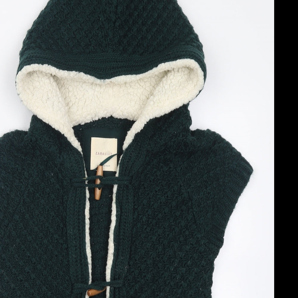 Zara Womens Green V-Neck  Acrylic Cardigan Jumper Size M