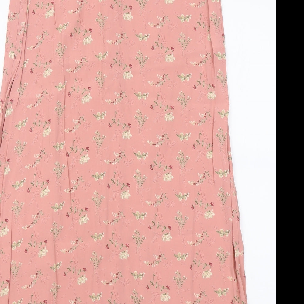Gap Womens Pink Floral Viscose A-Line Skirt Size 24   Button