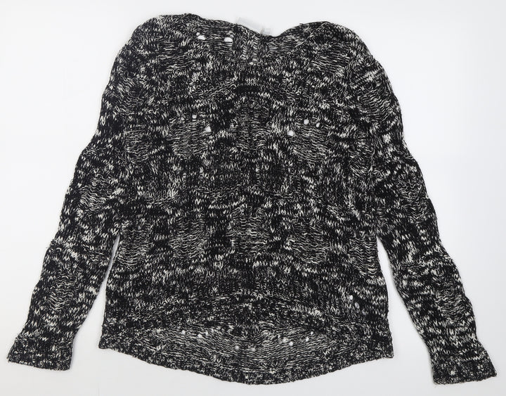 New Look Womens Black Boat Neck  Cotton Pullover Jumper Size 8