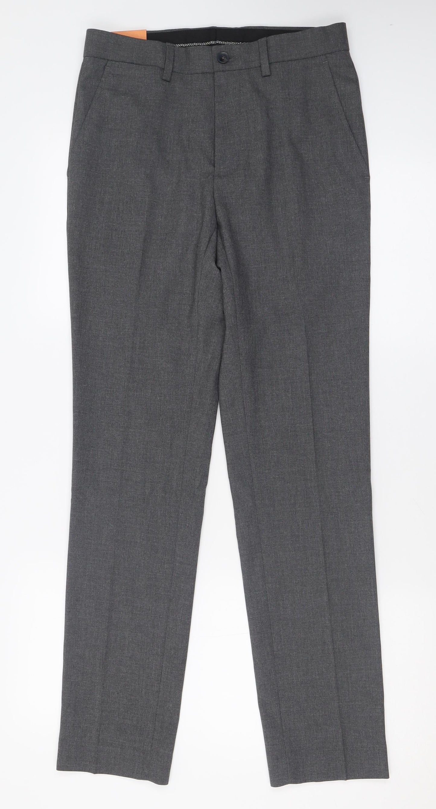 Marks and Spencer Mens Grey  Polyacrylate Fibre Trousers  Size 28 L31 in Regular Button