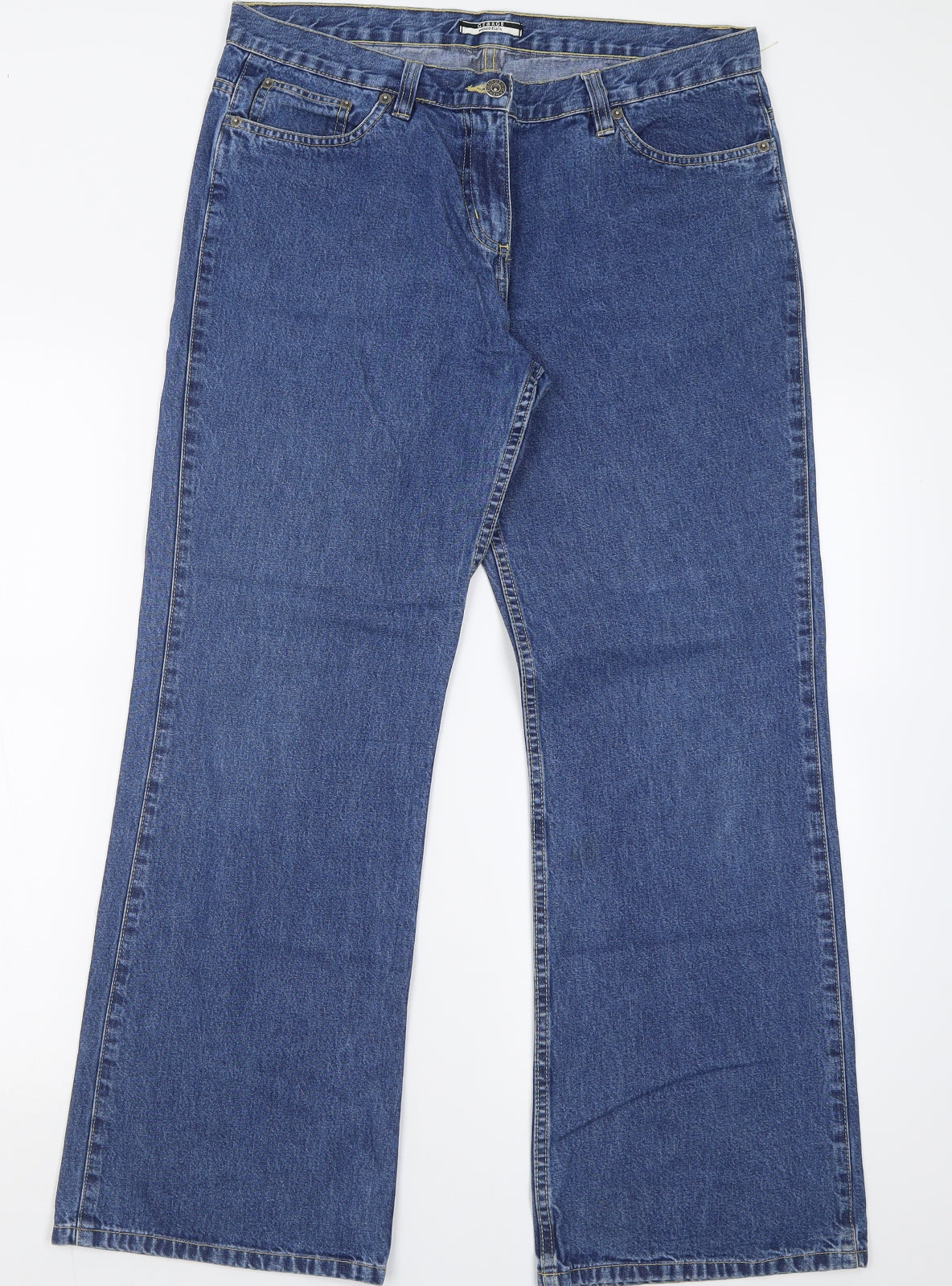 George Womens Blue  Cotton Straight Jeans Size 14 L29 in Regular Button
