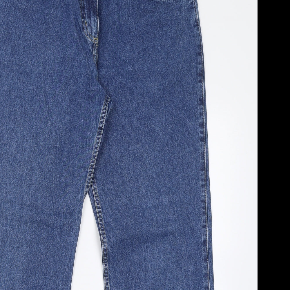 George Womens Blue  Cotton Straight Jeans Size 14 L29 in Regular Button