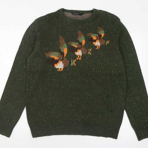 Cedar Wood State Mens Green Crew Neck  Acrylic Pullover Jumper Size L