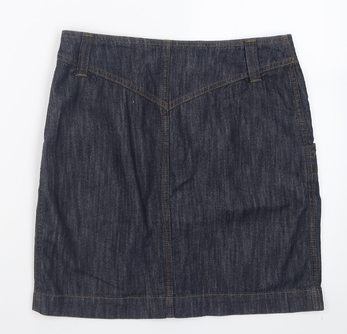 George Womens Blue  Cotton A-Line Skirt Size 8   Button