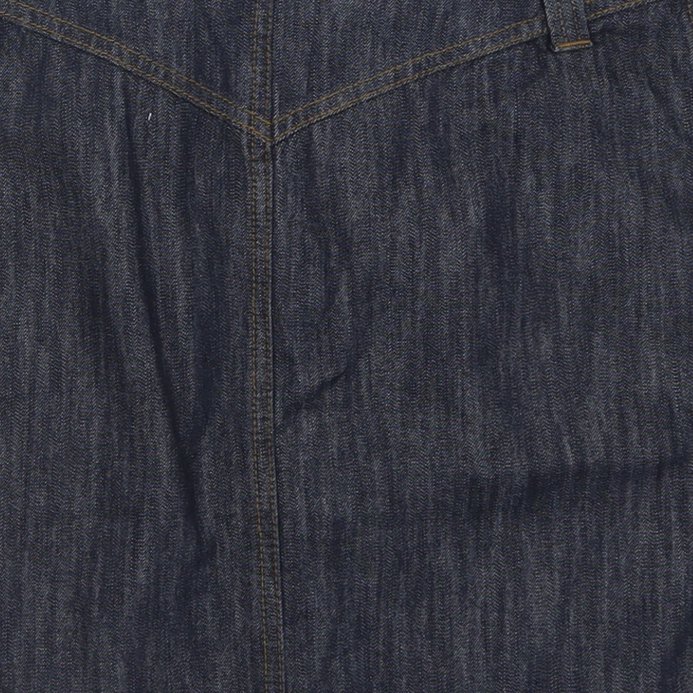 George Womens Blue  Cotton A-Line Skirt Size 8   Button