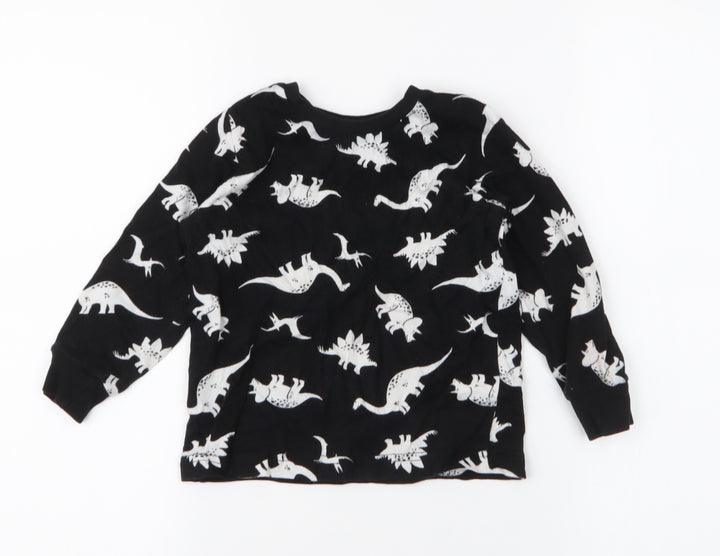 Matalan Boys Black  100% Cotton Jersey T-Shirt Size 3-4 Years Round Neck Pullover - Dinosaurs