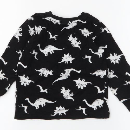 Matalan Boys Black  100% Cotton Jersey T-Shirt Size 3-4 Years Round Neck Pullover - Dinosaurs