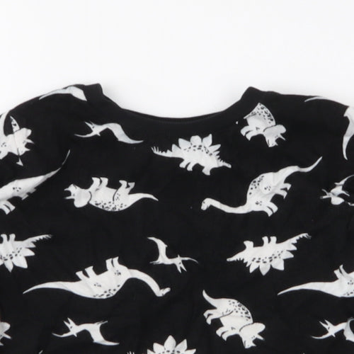 Matalan Boys Black  100% Cotton Jersey T-Shirt Size 3-4 Years Round Neck Pullover - Dinosaurs