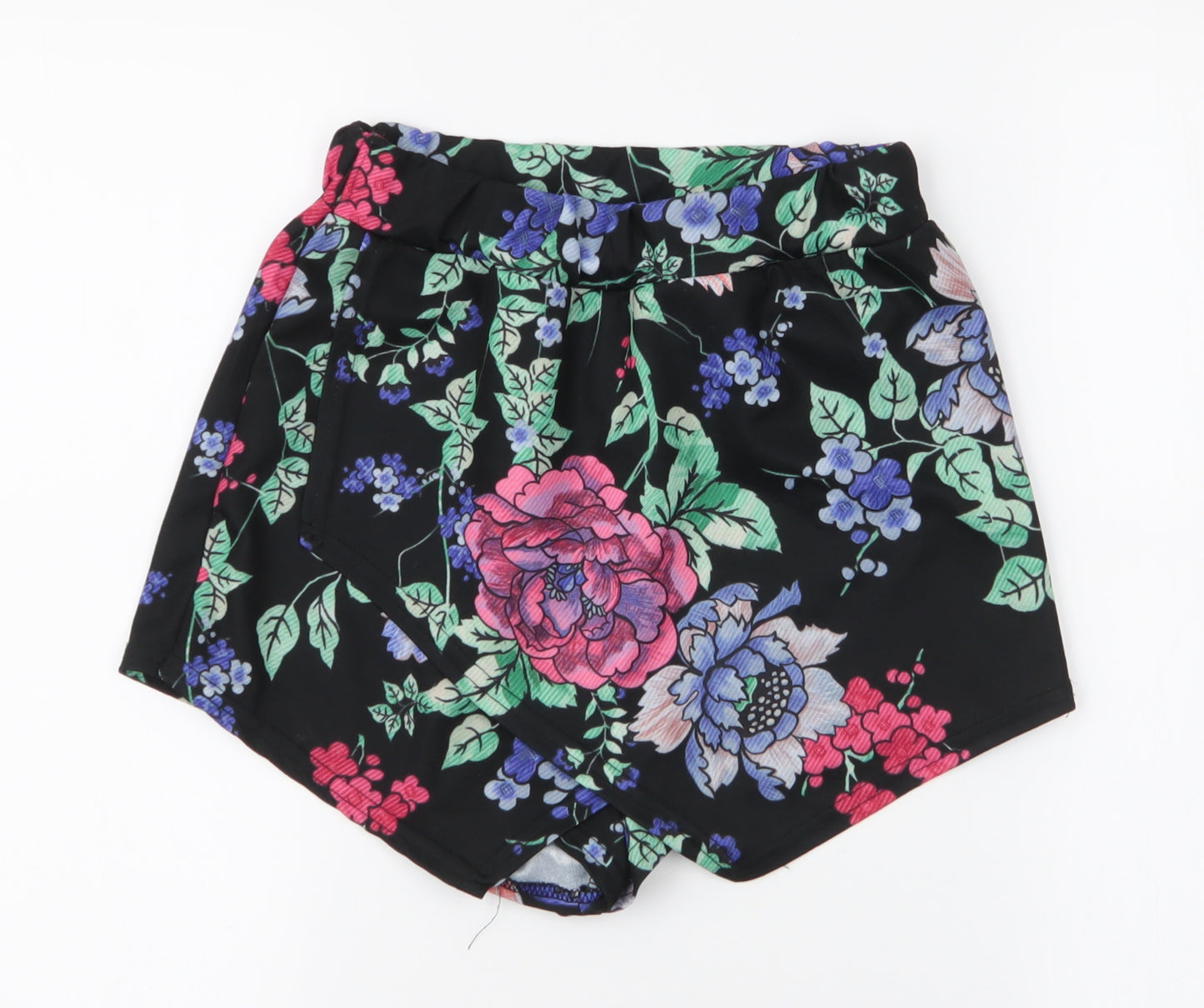 Boohoo Womens Black Floral Polyester Skort  Size 8