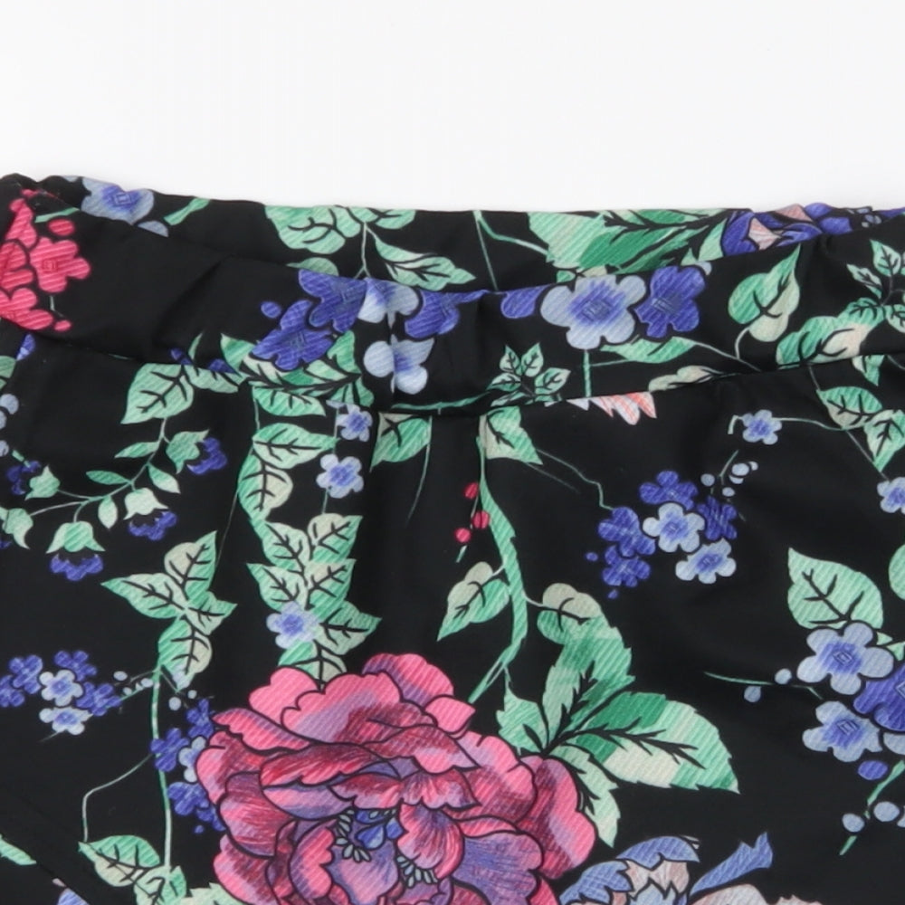 Boohoo Womens Black Floral Polyester Skort  Size 8