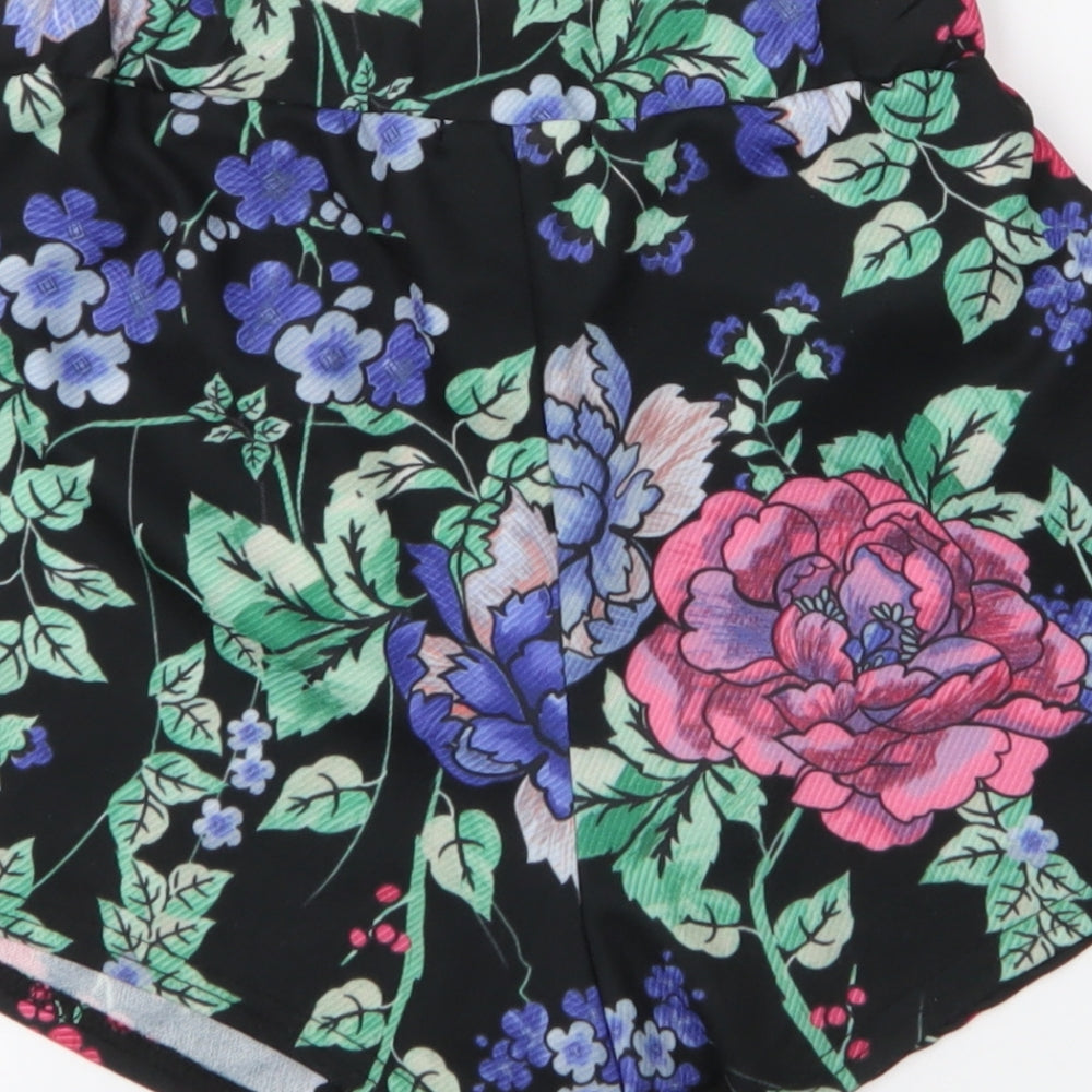 Boohoo Womens Black Floral Polyester Skort  Size 8