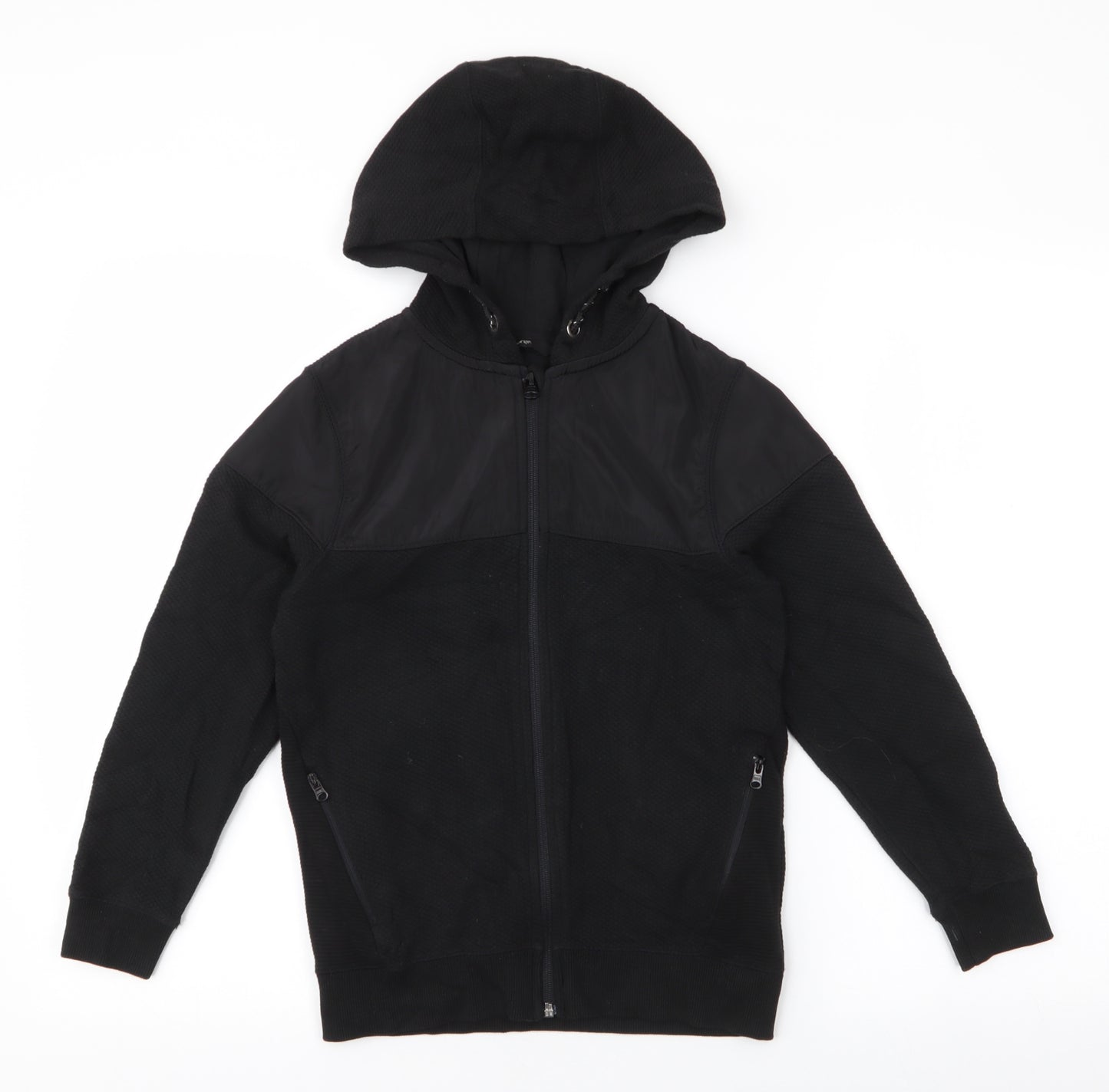 George Boys Black  Cotton Full Zip Hoodie Size 8-9 Years  Zip