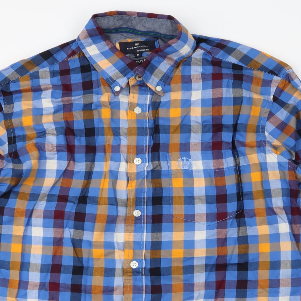 Blue Harbour  Mens Multicoloured Plaid Cotton  Button-Up Size M Collared Button