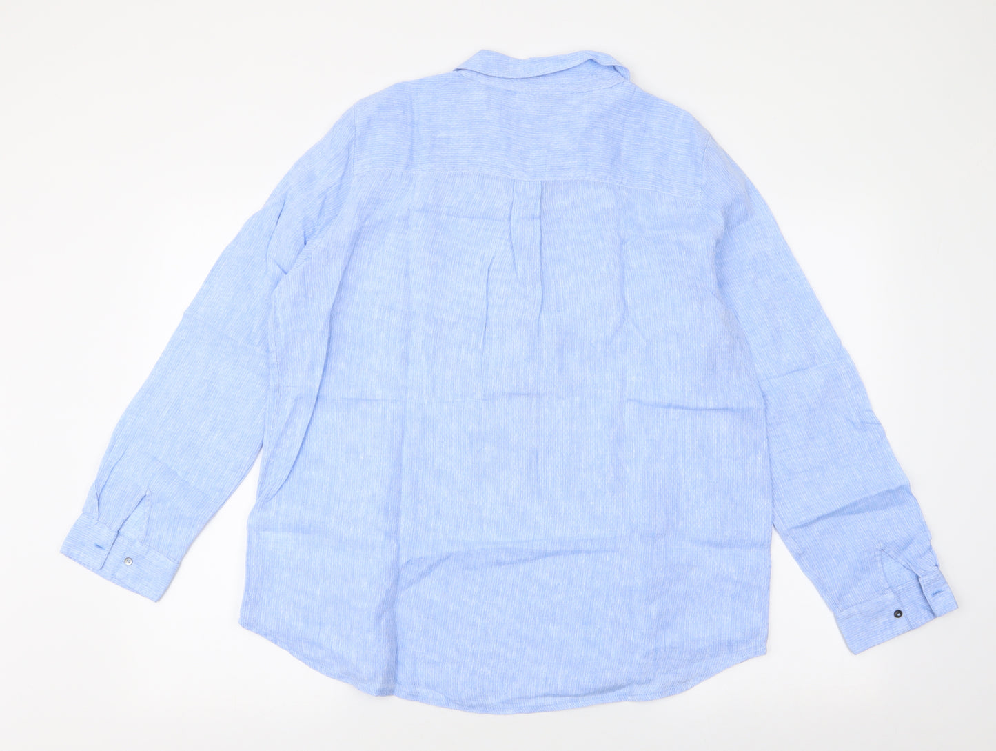 Monsoon Womens Blue  Linen Basic Blouse Size 14 Collared