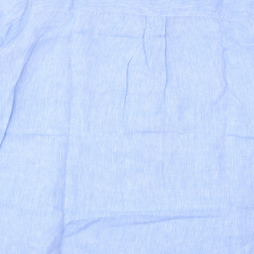 Monsoon Womens Blue  Linen Basic Blouse Size 14 Collared