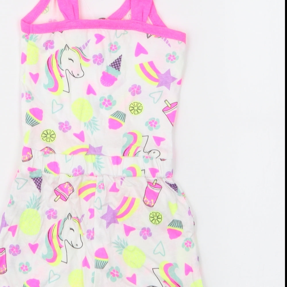 pep & co Girls Multicoloured Floral 100% Cotton Romper One-Piece Size 12-18 Months  Pullover