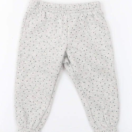 Primark Girls Grey Polka Dot Cotton Jogger Trousers Size 9-12 Months  Pullover