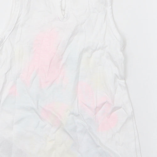 pep & co Girls White Floral 100% Cotton Camisole Tank Size 12-18 Months Round Neck Pullover - Parots