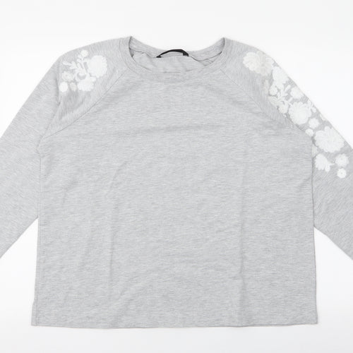 dunnes Womens Grey Floral Polyester Pullover Sweatshirt Size L  Pullover
