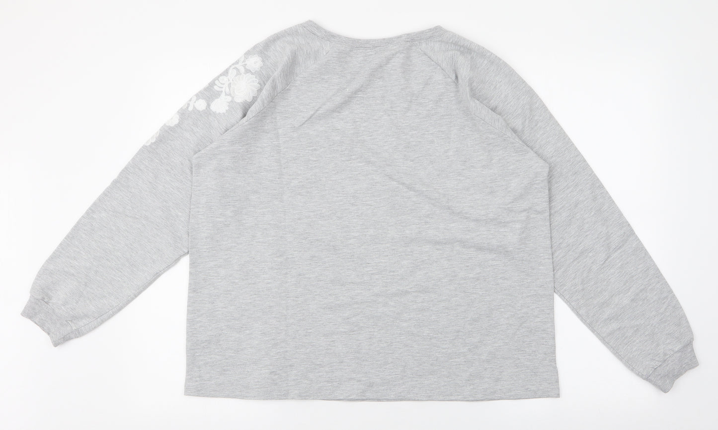 dunnes Womens Grey Floral Polyester Pullover Sweatshirt Size L  Pullover