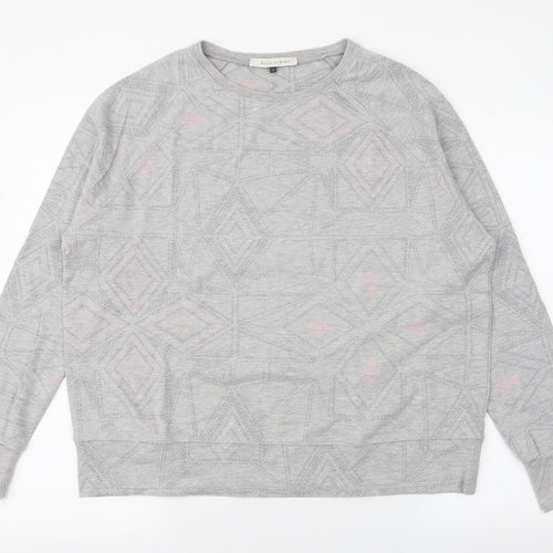 Maison De Nimes Womens Grey Geometric Cotton Pullover Sweatshirt Size 14  Pullover