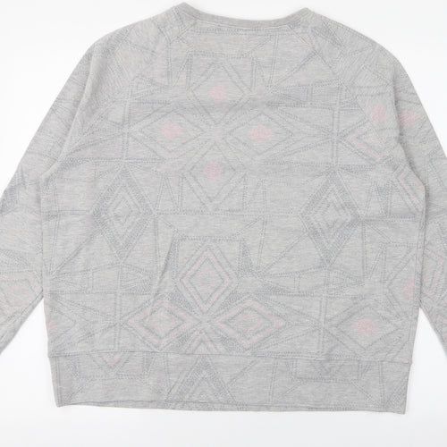 Maison De Nimes Womens Grey Geometric Cotton Pullover Sweatshirt Size 14  Pullover
