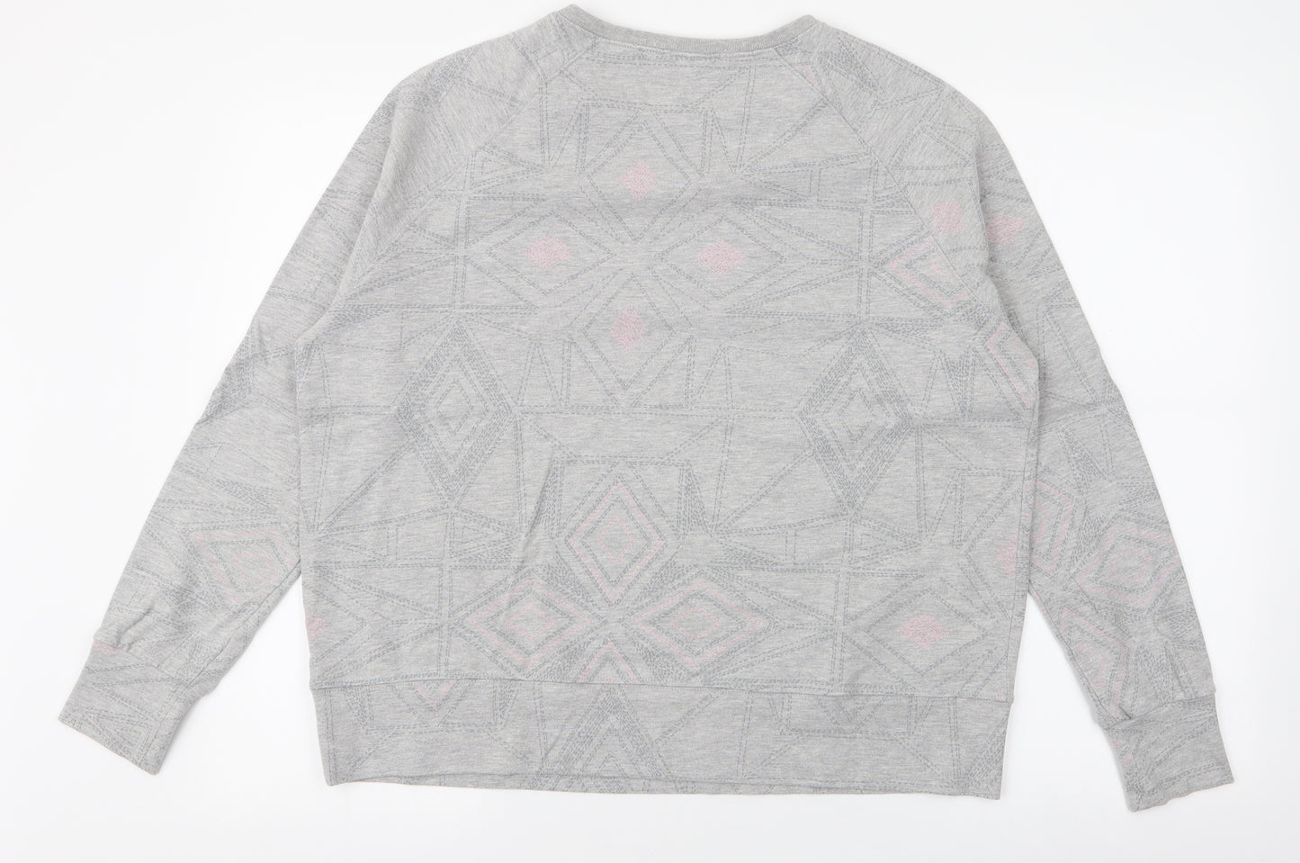 Maison De Nimes Womens Grey Geometric Cotton Pullover Sweatshirt Size 14  Pullover