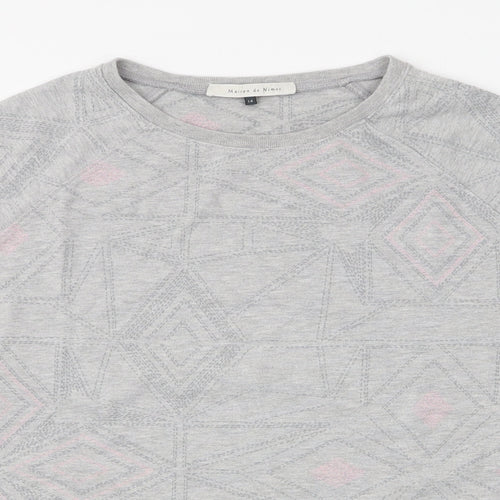 Maison De Nimes Womens Grey Geometric Cotton Pullover Sweatshirt Size 14  Pullover