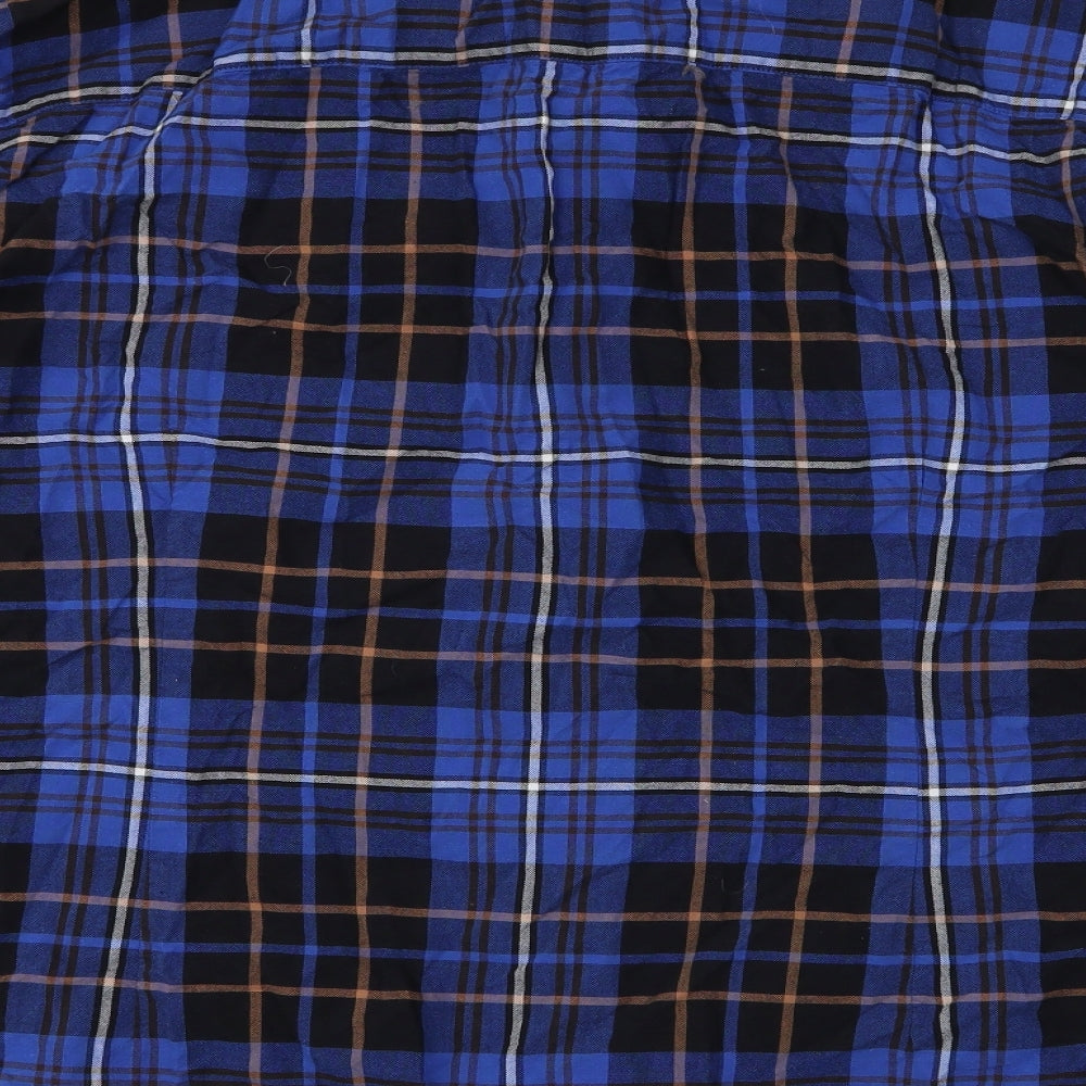 Matalan Mens Blue Plaid Cotton  Button-Up Size 3XL Collared Button