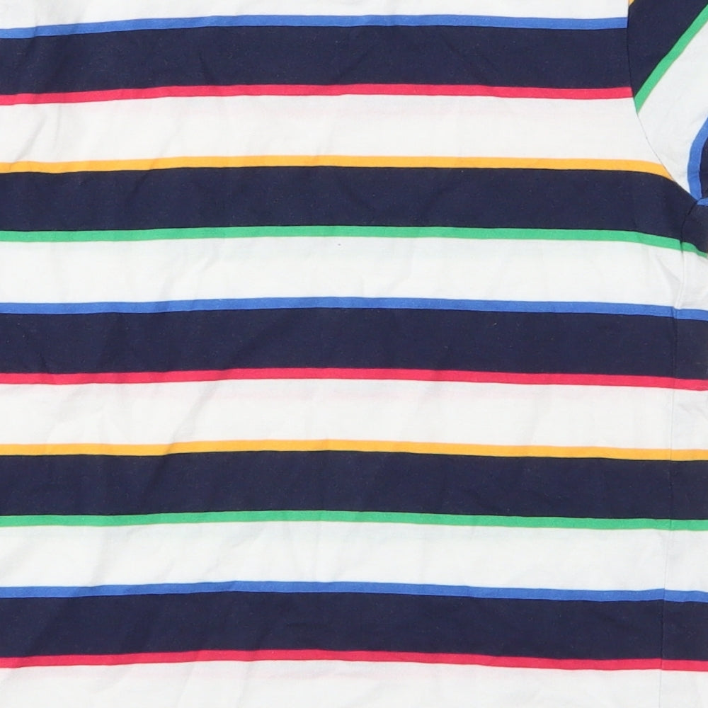 Primark Boys Multicoloured Striped 100% Cotton Jersey T-Shirt Size 7-8 Years Round Neck Pullover