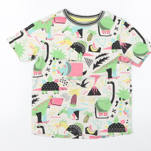 TU Boys Multicoloured  100% Cotton Jersey T-Shirt Size 3-4 Years Round Neck Pullover - Dinosaur