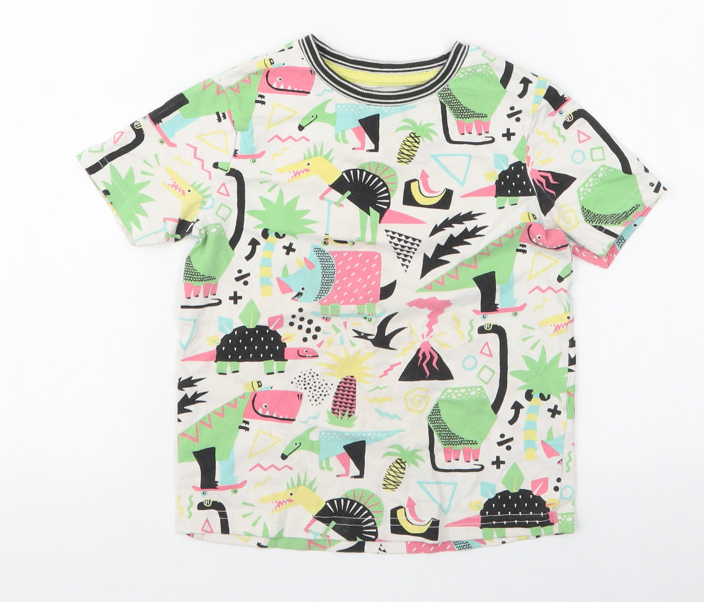 TU Boys Multicoloured  100% Cotton Jersey T-Shirt Size 3-4 Years Round Neck Pullover - Dinosaur
