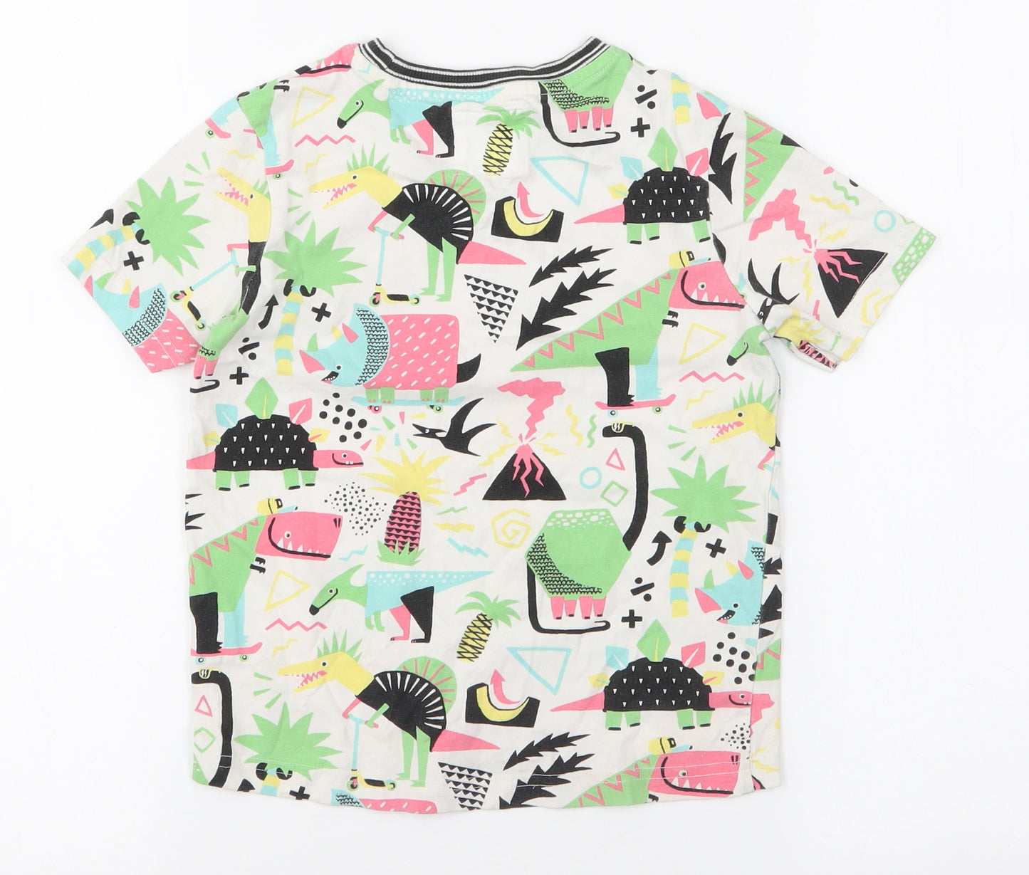 TU Boys Multicoloured  100% Cotton Jersey T-Shirt Size 3-4 Years Round Neck Pullover - Dinosaur