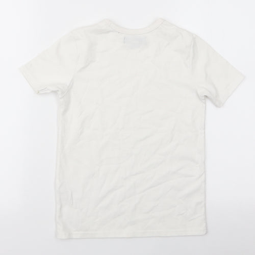 River Island  Boys White  Cotton Jersey T-Shirt Size 5-6 Years Round Neck Pullover