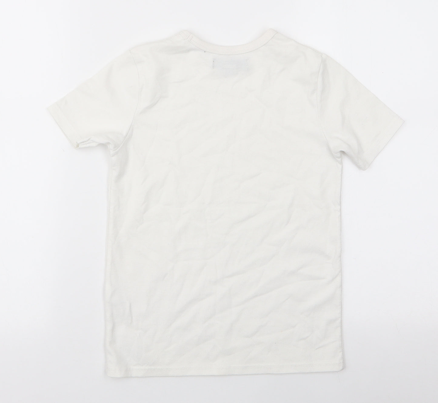River Island  Boys White  Cotton Jersey T-Shirt Size 5-6 Years Round Neck Pullover
