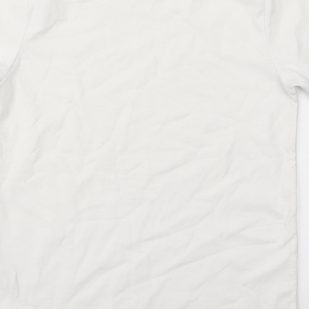 River Island  Boys White  Cotton Jersey T-Shirt Size 5-6 Years Round Neck Pullover