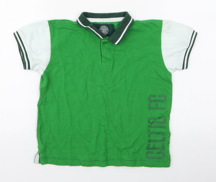 Celtic Football Club Boys Grey  100% Cotton Jersey Polo Size 6-7 Years Collared Button