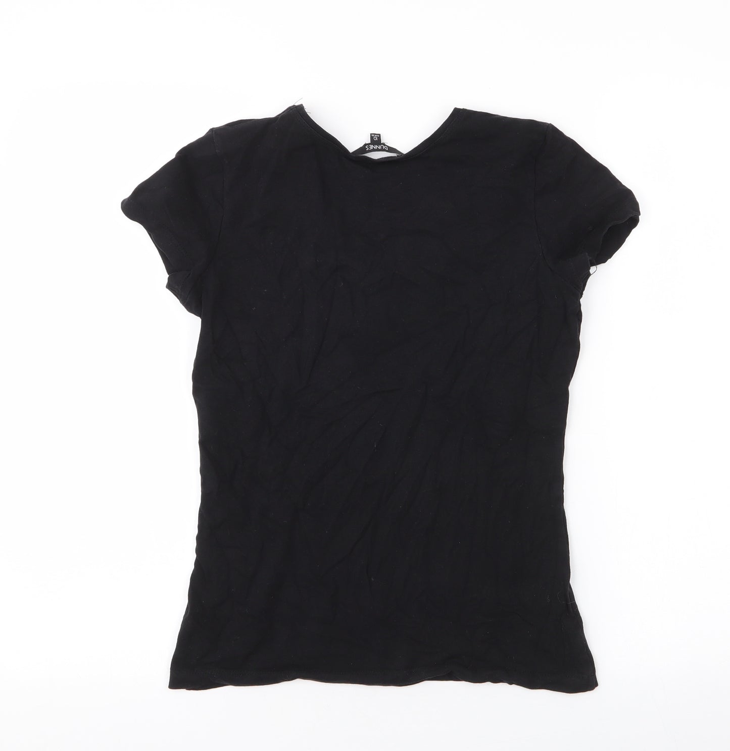 Dunnes Womens Black  Cotton Jersey T-Shirt Size 10 V-Neck
