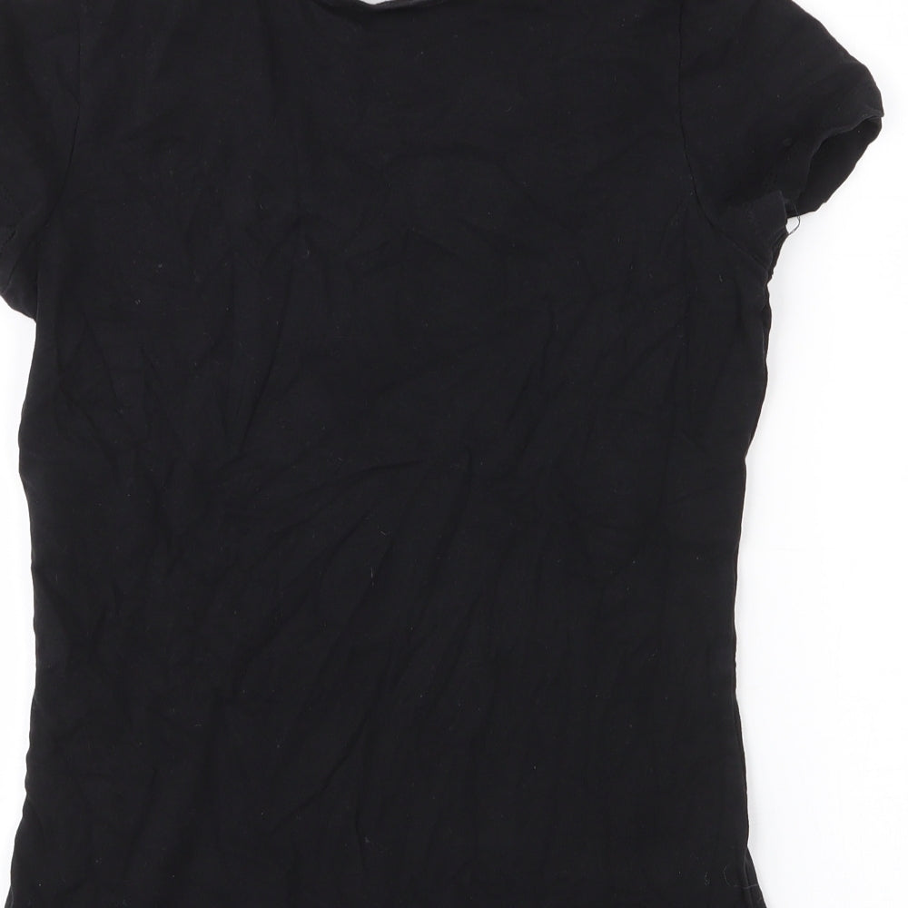 Dunnes Womens Black  Cotton Jersey T-Shirt Size 10 V-Neck
