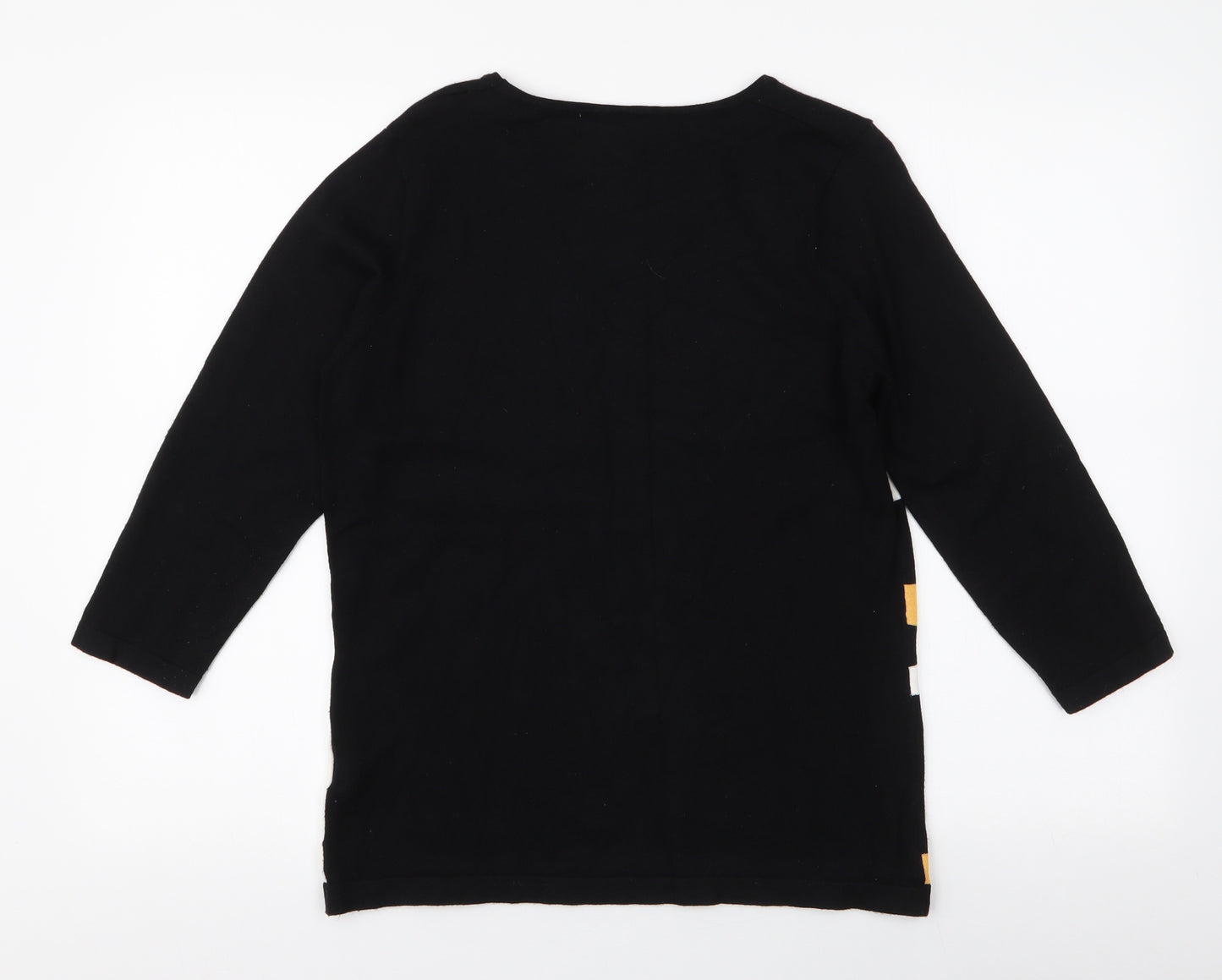 Gerard Womens Black Round Neck Striped Viscose Pullover Jumper Size S