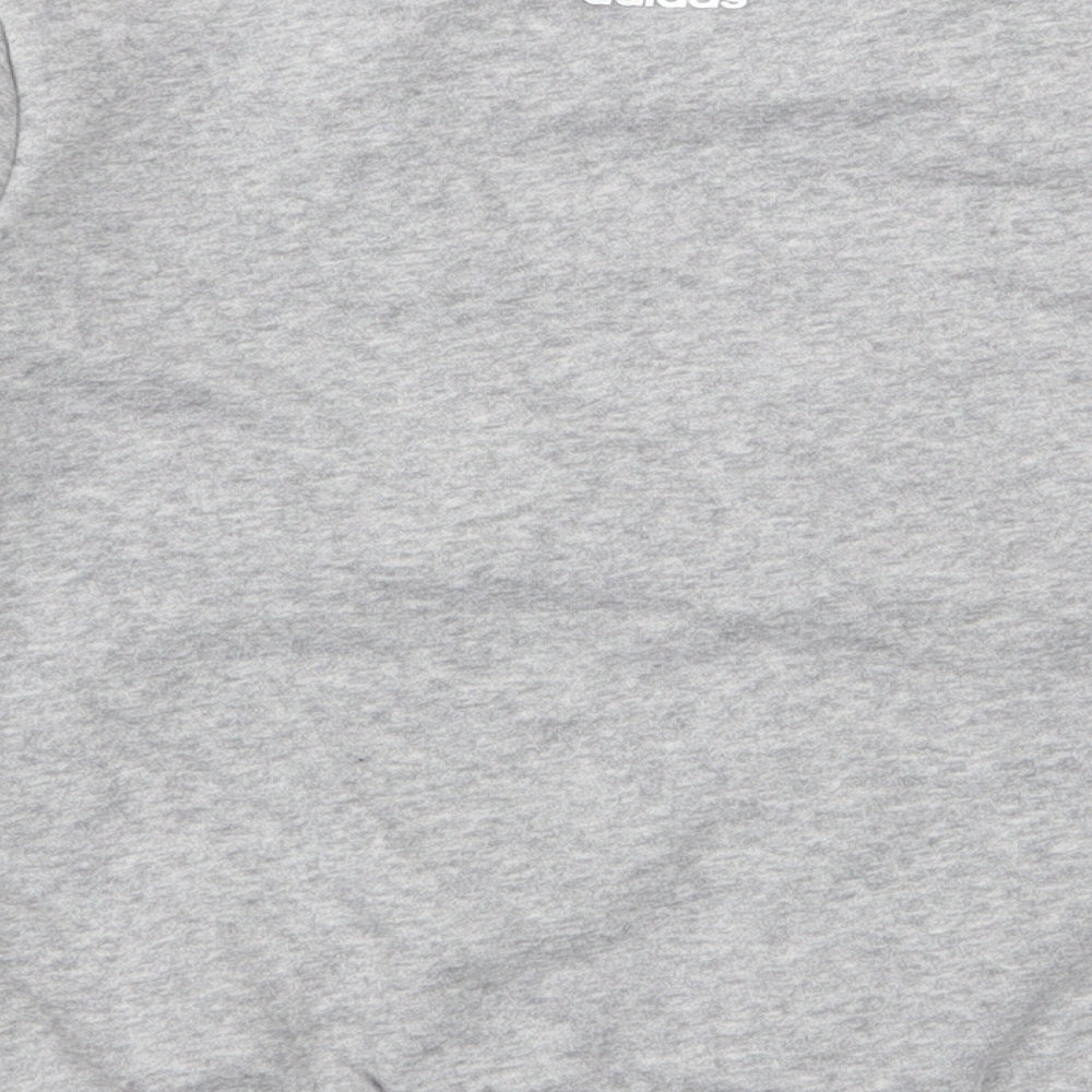 adidas Girls Grey Striped Cotton Pullover Sweatshirt Size 5-6 Years  Pullover