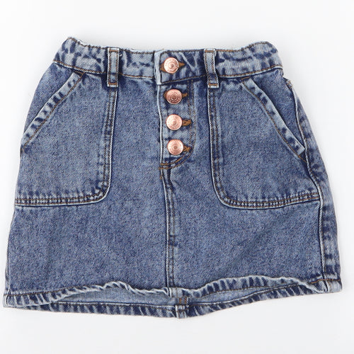 Denim & Co. Girls Blue  100% Cotton A-Line Skirt Size 5-6 Years  Regular Zip