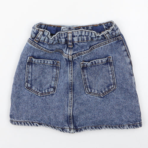 Denim & Co. Girls Blue  100% Cotton A-Line Skirt Size 5-6 Years  Regular Zip