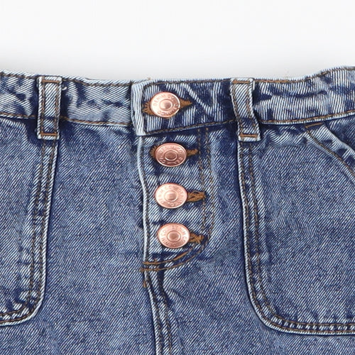 Denim & Co. Girls Blue  100% Cotton A-Line Skirt Size 5-6 Years  Regular Zip