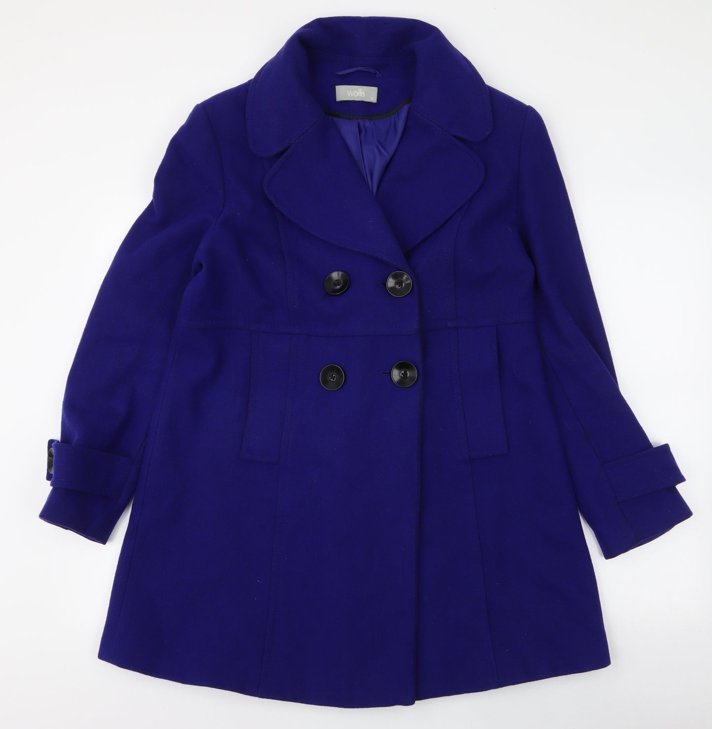 Wallis Womens Blue   Overcoat Coat Size 14  Button