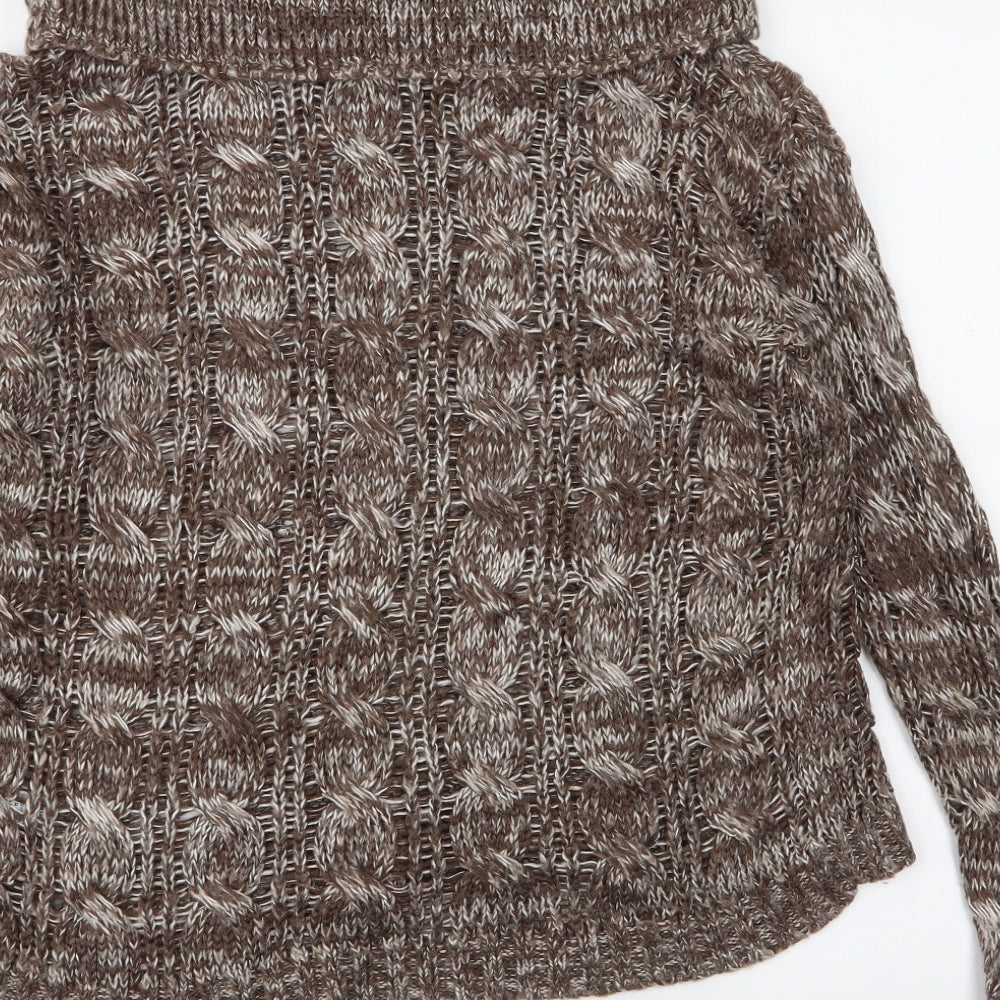 Shy Womens Beige Roll Neck  Acrylic Pullover Jumper Size M