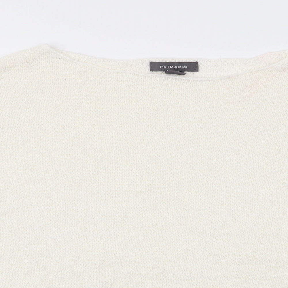 Primark Womens White Round Neck  Acrylic Pullover Jumper Size XS