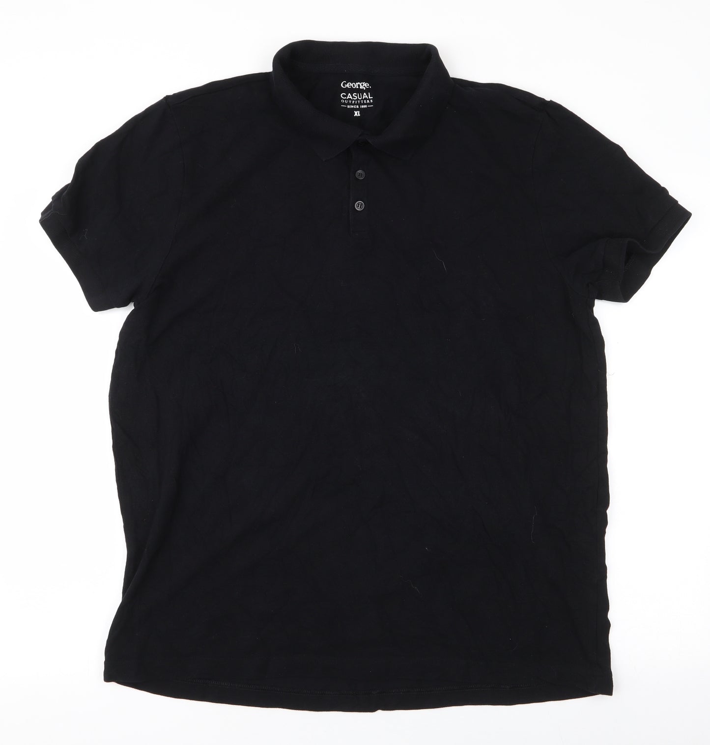 George Mens Black  100% Cotton  Polo Size 3XL Collared Button
